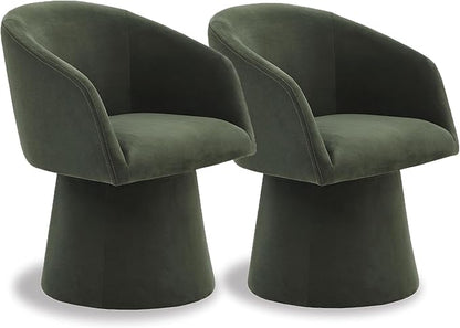 Swivel Dining Chairs Modern Accent Armchair Side Deskchair for Diningroom Vanity Bedroom Livingroom Reading Room,Green,2 Box