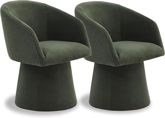 Swivel Dining Chairs Modern Accent Armchair Side Deskchair for Diningroom Vanity Bedroom Livingroom Reading Room,Green,2 Box