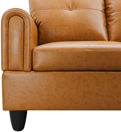 Ginger L-Shaped 3-Piece Faux Leather Sofa with Storage Ottoman Set, Sectional Couch Sofa Set for Living Room, Office, Small Space