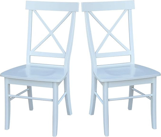 Set of Two X-Back Dining Chairs, White
