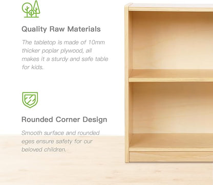 OOOK Montessori Toy Shelf, Kids Bookshelf and Toy Storage, Small Bookshelf for Kids, 2-Tier Wooden Storage Shelves for Classroom, Kindergarten, Kids Room, Playroom, Daycare Center and More