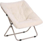 Saucer Chair, Comfy Bedroom Chairs, Oversized Folding Faux Fur Chair, Foldable Metal Frame Chair for Living Room, Balcony, Patio, Study, Playroom (Beige)
