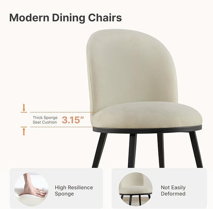Dining Chairs Set of 6, Fabric Upholstered Dining Room Chairs with Ergonomic Backrest & Metal Legs, Modern Kitchen Side Chairs for Home, Restaurant, and Café, Sand, 2 Boxs