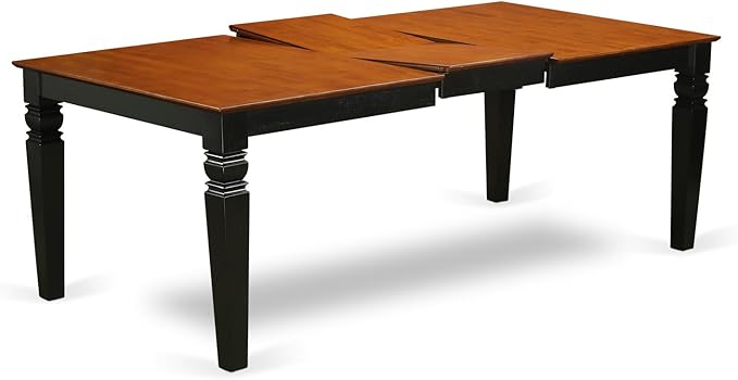 East West Furniture LGKE7-BCH-W 7 Piece Dining Table Set Consist of a Rectangle Dining Room Table with Butterfly Leaf and 6 Wooden Seat Chairs, 42x84 Inch, Black & Cherry