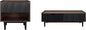 Manhattan Comfort Duane Mid Century Modern Ribbed Nightstand and Coffee Table with Storage, Living Room Furniture with Cabinet, Shelves and Iron Metal Feet, Set of 2, Black