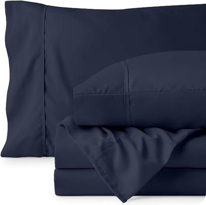 Bare Home King Sheet Set - Luxury 1800 Ultra-Soft Microfiber King Bed Sheets - Double Brushed - Deep Pockets - Easy Fit - 4 Piece Set - Bedding Sheets & Pillowcases (King, Midnight Blue)