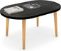 Oval Coffee Table Low Table with 4 Solid Wood Sturdy Legs, Floor Table Desk for Sitting on The Floor, Storage and Living Room Furniture (Black)