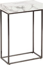 Kate and Laurel Karlsen Modern Faux Marble and Metal Narrow Side Table, 16 x 8 x 24, White and Gray Gunmetal, Minimal Slim End Table for Use as Bedroom Nightstand or Entryway Accent