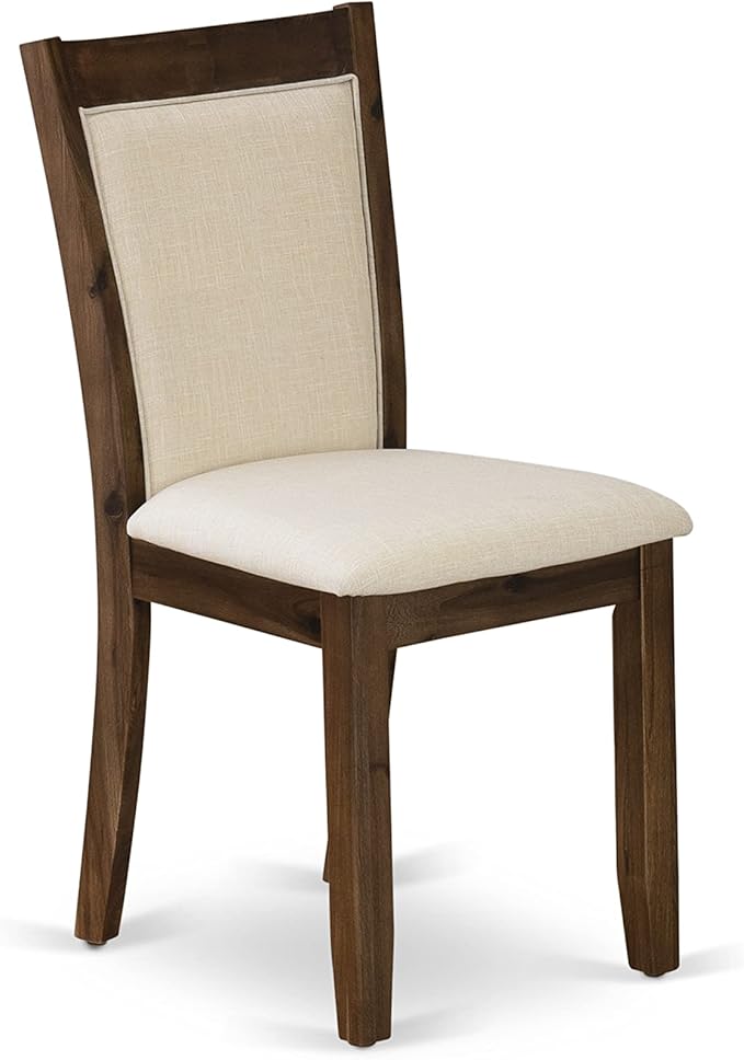 East West Furniture X797MZN32-9 9 Piece Dining Table Set Includes a Rectangle Dining Room Table with X-Legs and 8 Light Beige Linen Fabric Parsons Chairs, 40x72 Inch, Multi-Color