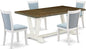 East West Furniture V077MZ015-5 5 Piece Dining Set Includes a Rectangle Dining Room Table with V-Legs and 4 Baby Blue Linen Fabric Upholstered Parson Chairs, 40x72 Inch, Multi-Color