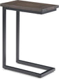SIMPLIHOME Skyler 18-inch Wide Solid Mango/Metal Industrial C-Shaped End Table in Walnut Brown/Black for Living Room, Office, or Bedroom, Assembled