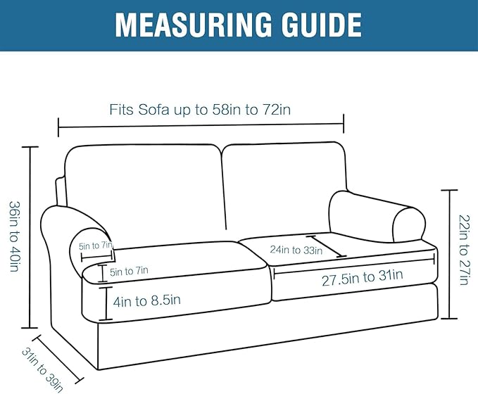 H.VERSAILTEX Sofa Cover 3 Piece T Cushion Loveseat Slipcovers Thick Velvet Couch Cover Stretch T Cushion Sofa Covers for 2 Cushion Couch with 2 Individual T Cushion Covers, Porcelain