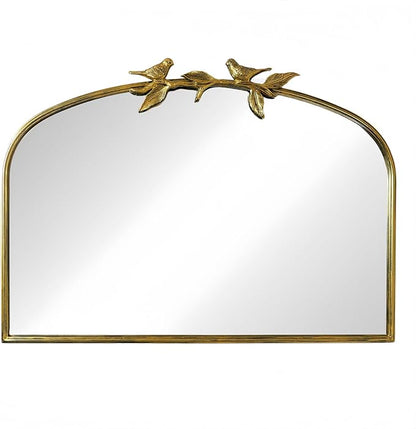 Gold Vintage Mirror - 36x24 Inch, Arched Antique Mirror with Ornate Frame for Bathroom, Living Room, Fireplace, Entryway