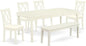 East West Furniture DOCL6-LWH-C 6 Piece Modern Dining Table Set Contains a Rectangle Wooden Table with Butterfly Leaf and 4 Linen Fabric Dining Chairs with a Bench, 42x78 Inch, Linen White