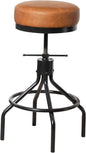Industrial Bar Stools Adjustable Swivel Round Barstools Modern PU Leather 28inch Backless Counter Height Stool Metal Bar Chair for Kitchen Island (1, Brown)