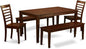 East West Furniture CAML5C-MAH-W 5 Piece Kitchen Table Set for 4 Includes a Rectangle Dining Room Table and 2 Dining Chairs with 2 Benches, 36x60 Inch, Mahogany