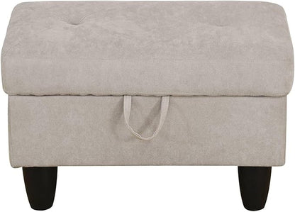 NicBex Sectional Couch 3 Pieces Sofa Set with Right Chaise Flannel L Shaped Cloud Couch for Living Room Furniture Sets with Storage Ottoman, Modular Sofa for Living Room & Apartment, Off-White