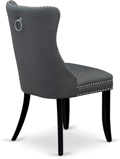 East West Furniture LGDA9-BLK-13 9 Piece Dining Set Includes a Rectangle Kitchen Table with Butterfly Leaf and 8 Polyester Fabric Upholstered Chairs, 42x84 Inch, Black