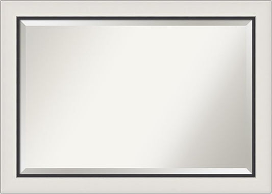 Amanti Art Silver Bathroom Mirror for Over Sink, 30x42 Ellie Silver Black Rectangle Vanity Mirror, Large Modern Contemporary Frame, Hangs Horizonally and Vertically, Bathroom Wall Decor, Beveled Edge
