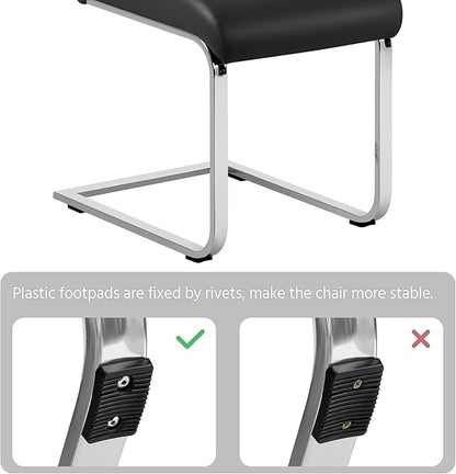Yaheetech Dining Chairs Set of 6 Modern Faux Leather Upholstered Dining Room Chairs with High Back and Metal Chrome Legs for Kitchen/Living Room/Restaurant, Black