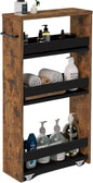MARTY Slim Rolling Cart 4-Tier Utility Carts with Wheels Handle, Kitchen Storage Cart Slide Out Mobile Shelving Unit Organizer for Bathroom Laundry Room Organization Narrow Places (Rustic Brown)