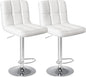 Sweetcrispy Bar Stools Set of 2, Armless PU Leather Adjustable Swivel Barstools, Hydraulic Kitchen Counter Height Thickened Seat Cushion Square Island Countertop Chairs with Back - White