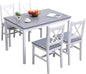 soges Dining Table Set for 4, 42.5 inch Pine Wood Dining Room Table with 4 Chairs, 5-Piece Kitchen Table Chairs Set for Small Space, Apartment, Dinette, Breakfast, White & Grey