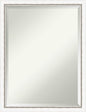 Amanti Art White Bathroom Mirror for Over Sink, 26x20 Morgan White Silver Rectangle Vanity Mirror, Medium Modern Contemporary Wood Frame, Hangs Horizonally and Vertically, Bathroom Wall Decor, Beveled