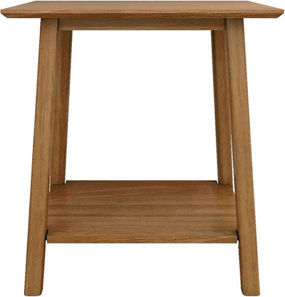 Plank+Beam Wooden Side Table with Storage, Mid Century Modern End Tables for Living Room, Small Solid Wood Nightstand, Bedside Tables, Bedroom Furniture, Pecan