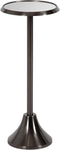 Kate and Laurel Sanzo Modern Pedestal Drink Table, 10 x 10 x 23, Gray Gunmetal, Decorative End Table with Mirrored Tabletop for Use as Small Plant Stand or Cute Martini Table