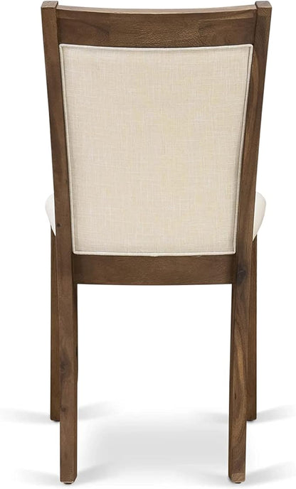 East West Furniture X727MZN32-6 6 Piece Kitchen Table Set Contains a Rectangle Dining Table with X-Legs and 4 Light Beige Linen Fabric Parson Chairs with a Bench, 40x72 Inch, Multi-Color