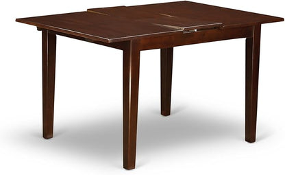 East West Furniture NOCE5-MAH-10 5 Piece Kitchen Table Set Includes a Rectangle Dining Room Table with Butterfly Leaf and 4 Dahlia Linen Fabric Upholstered Chairs, 32x54 Inch, Mahogany