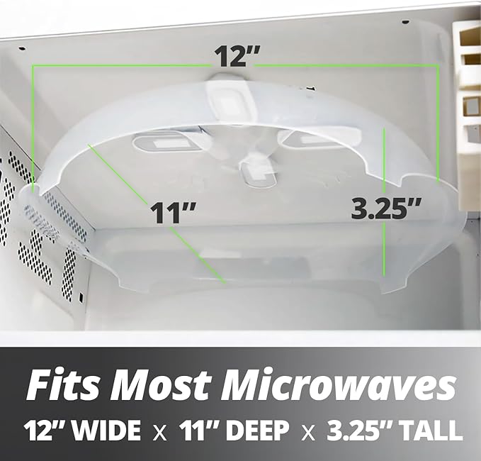 Magnetic Splatter Cover, 12-Inch Clear BPA-Free Food Lid, Vented Plate Guard with Steam Vents, Anti-Splash Microwave Lid, Dishwasher Safe, Space-Saving Magnetic Storage - Ivory