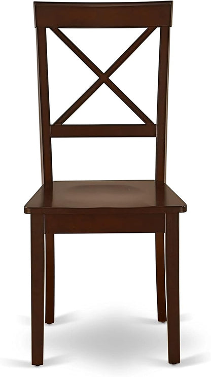 East West Furniture NDBO5-MAH-W 5 Piece Dining Room Furniture Set Includes a Rectangle Dining Table with Dropleaf and 4 Wood Seat Chairs, 30x48 Inch, Mahogany