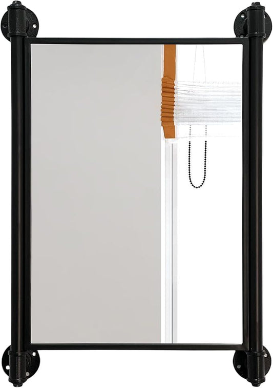 Industrial Pipe Mirror for Bathroom,Rectangle Iron Wall Mirrors for Living Room Bedroom(27.5 x 19.68 in)