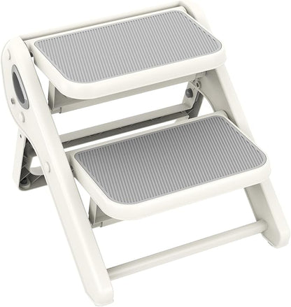 Toddler Step Stool, iNeibo 2-Step Foldable Step Stool for Kids, Widened & Thickened with Anti-Slip Design, Safer for Children Use for Kitchen, Bathroom, Toilet Training - Gray