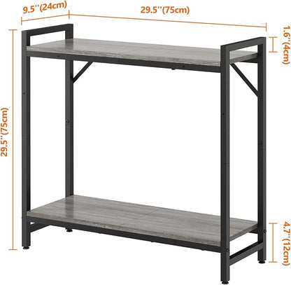Narrow Console Table, Small Entryway Table, Sofa Table with 2 Support Bar, Industrial Couch Table, Thin Side Table, Display Table for Living Room, Hallway, Bedroom, Foyer, Grey