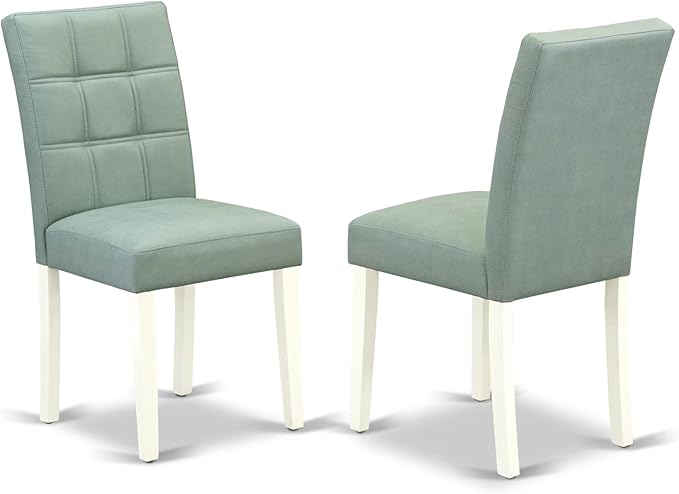 East West Furniture ANAS5-LWH-43 5 Piece Dinner Table Set contain A Wooden Table and 4 Willow Green Polyester Fabric Kitchen Chairs with Stylish Back- Linen White Finish
