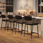 GarveeHome Counter Height Bar Stools of 4 with Armrests, 4 Piece Counter Height Bar Stools Set with Wood Back, Upholstered Seat & Metal Footrest for Kitchen Islands, Counter Bars, Retro Black