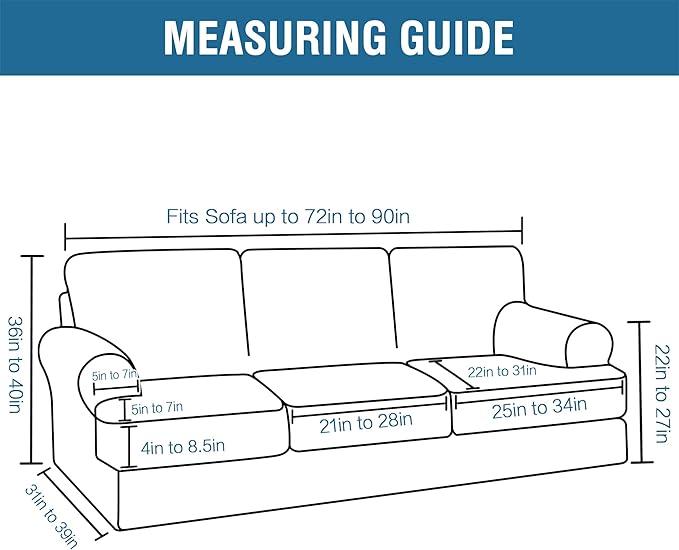 H.VERSAILTEX Sofa Cover 4 Piece T Cushion Sofa Slipcovers Thick Velvet Couch Cover Furniture Protector Stretch Sofa Covers for 3 Cushion Couch with 3 Individual T Cushion Covers Washable, Taupe