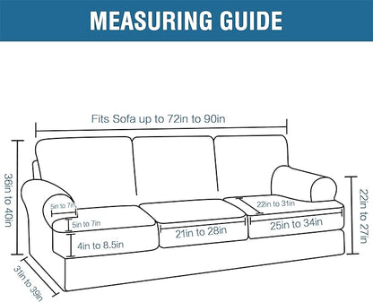 H.VERSAILTEX Sofa Cover 4 Piece T Cushion Sofa Slipcovers Thick Velvet Couch Cover Stretch T Cushion Sofa Covers for 3 Cushion Couch with 3 Individual T Cushion Covers Washable, Oatmeal