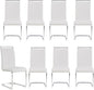 Dining Chairs Set, Kitchen Modern Metal Chairs with Faux Leather Padded Seat High Back and Sturdy Chrome Legs, Chairs for Dining Room (White, Set of 8)