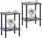 Apicizon 2 Tier End Table Set of 2, Boho Side Table with Storage Shelf, Nightstand Bedside Table for Small Spaces, Bedroom, Living Room, Entryway, Farmhouse, Easy Assembly, Grey