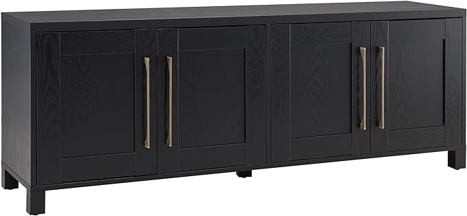 Henn&Hart Rectangular TV Stand for TV's up to 80" in Black Grain, TV Stands for the Living Room