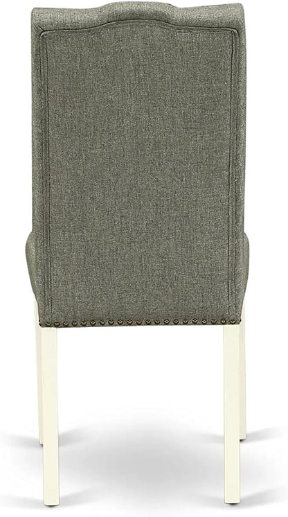 East West Furniture X027EL207-6 6 Piece Dining Set Contains a Rectangle Dining Room Table with X-Legs and 4 Gray Linen Fabric Parson Chairs with a Bench, 40x72 Inch, Multi-Color