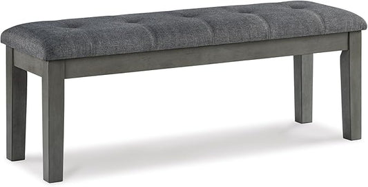 Signature Design by Ashley Hallanden Rustic Tufted Upholstered Dining Room Bench, Gray