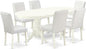 East West Furniture VAAB7-LWH-64 7 Piece Dinette Set Consist of an Oval Dining Room Table with Butterfly Leaf and 6 White Faux Leather Upholstered Chairs, 40x76 Inch, Linen White