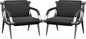 wonline 2Pcs Waiting Room Chair with Armrest Black PU Leather Office Furniture, Office Guest Seating Lobby Conference Reception Chairs for Airport Clinic Hospital Bank Salon Barber(Black)