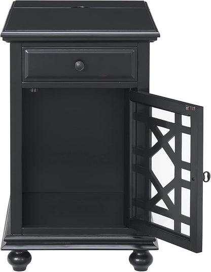 Martin Svensson Home Elegant Chairside End Table, 24 in x 16 in x 25 in, Antique Black