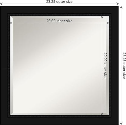 Amanti Art Black Bathroom Mirror for Over Sink, 23x23 Avon Black Square Vanity Mirror, Medium Casual Frame, Hangs Horizonally and Vertically, Bathroom Wall Decor, Beveled Edge